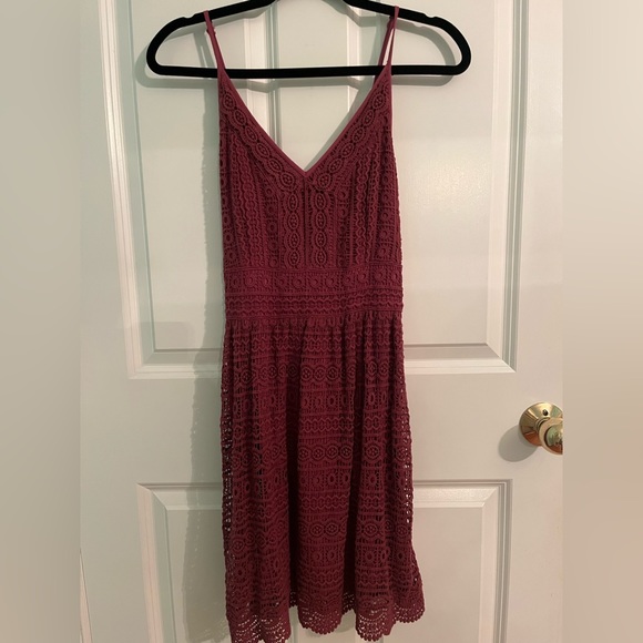 Maroon Crochet Abercrombie & Fitch Mini Dress - Picture 1 of 3
